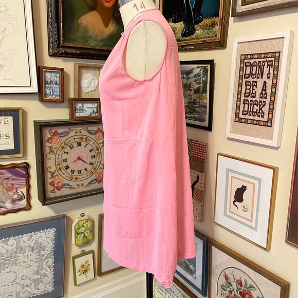 70s Vintage JCPenney Gaymode Pink Nylon Nightgown With Lace Trim & Buttons M - Picture 3 of 6